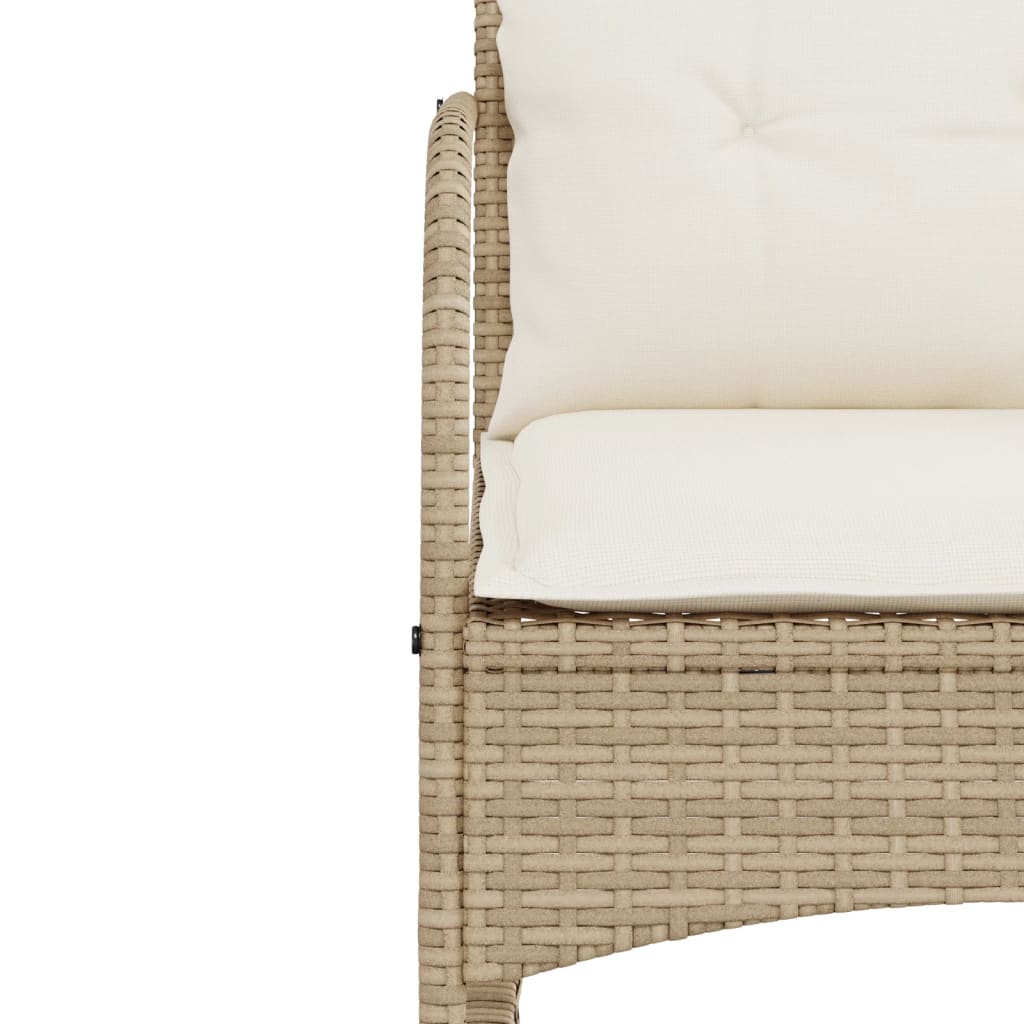 Sedia a Dondolo da Giardino con Cuscini in Polyrattan Beige