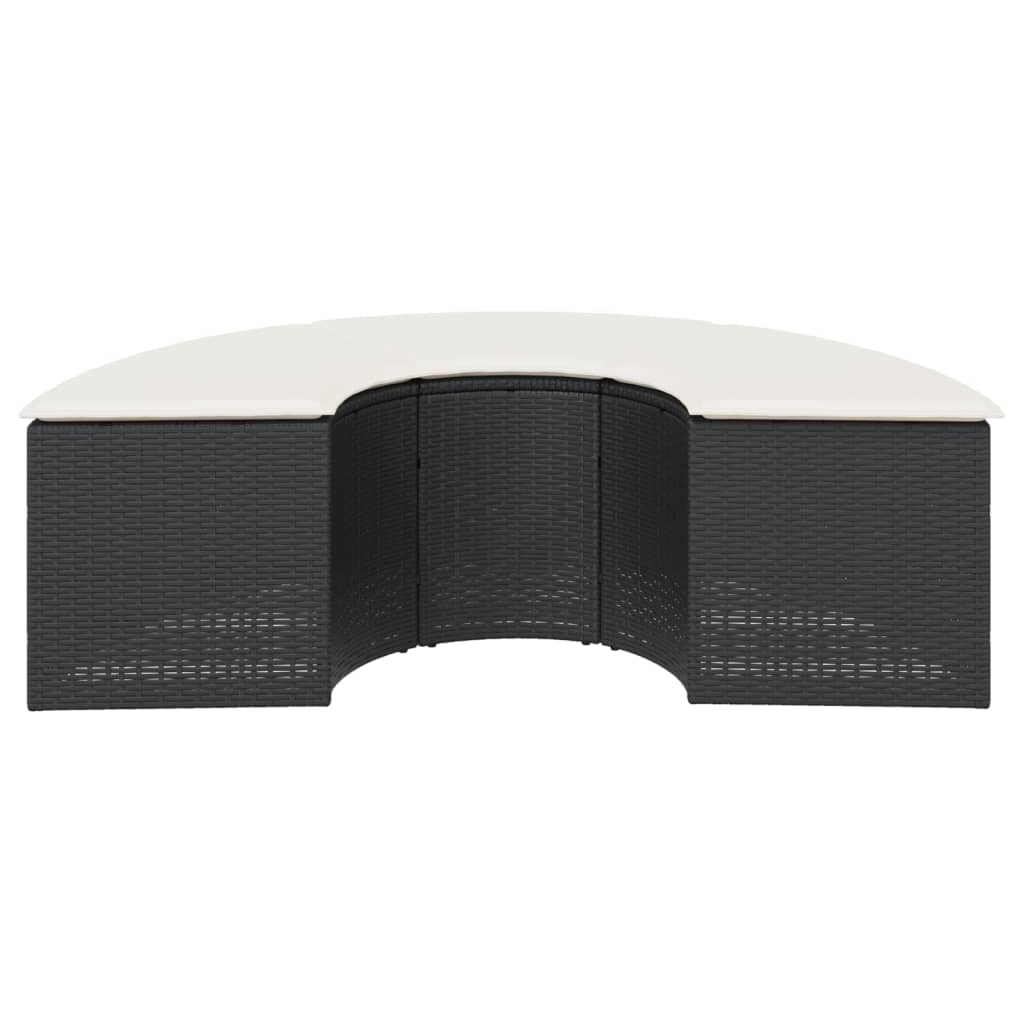 Poggiapiedi da Giardino con Cuscino in Polyrattan Nero - homemem39