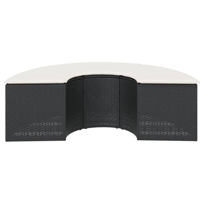 Poggiapiedi da Giardino con Cuscino in Polyrattan Nero - homemem39