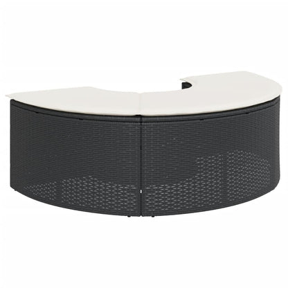 Poggiapiedi da Giardino con Cuscino in Polyrattan Nero - homemem39