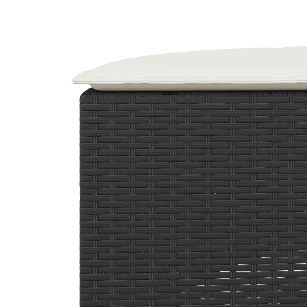 Poggiapiedi da Giardino con Cuscino in Polyrattan Nero - homemem39