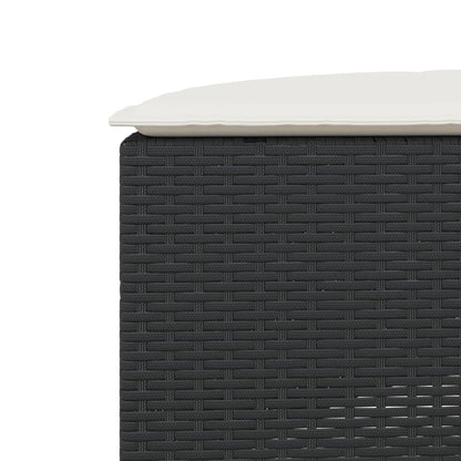 Poggiapiedi da Giardino con Cuscino in Polyrattan Nero - homemem39