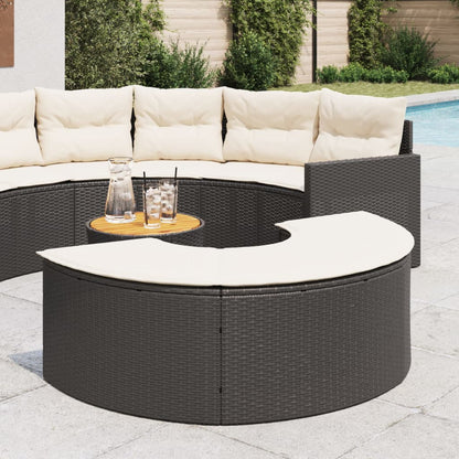 Poggiapiedi da Giardino con Cuscino in Polyrattan Nero - homemem39