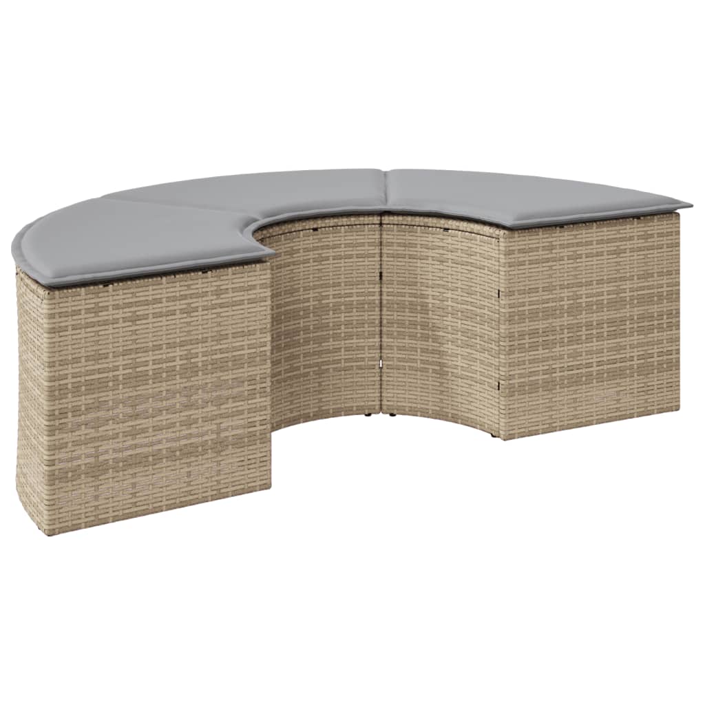Poggiapiedi da Giardino con Cuscino Beige in Polyrattan - homemem39
