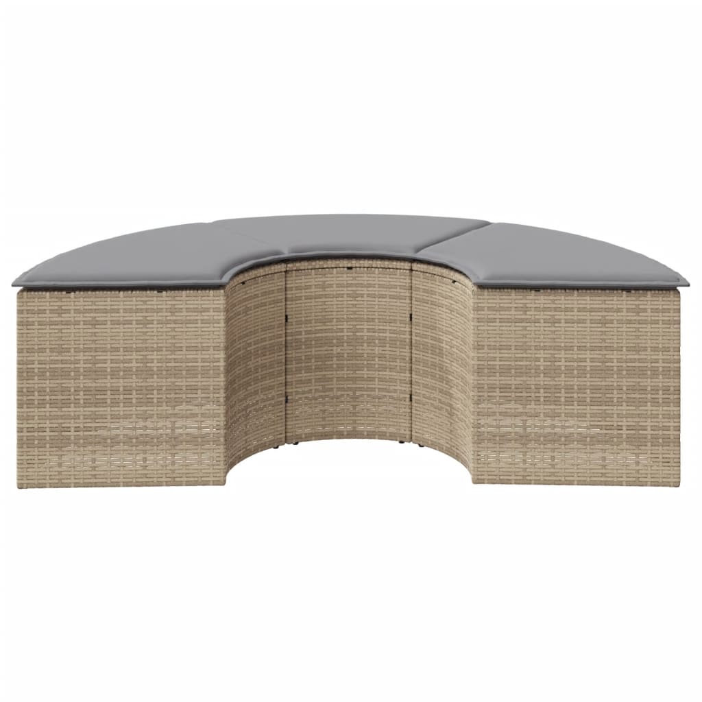 Poggiapiedi da Giardino con Cuscino Beige in Polyrattan - homemem39