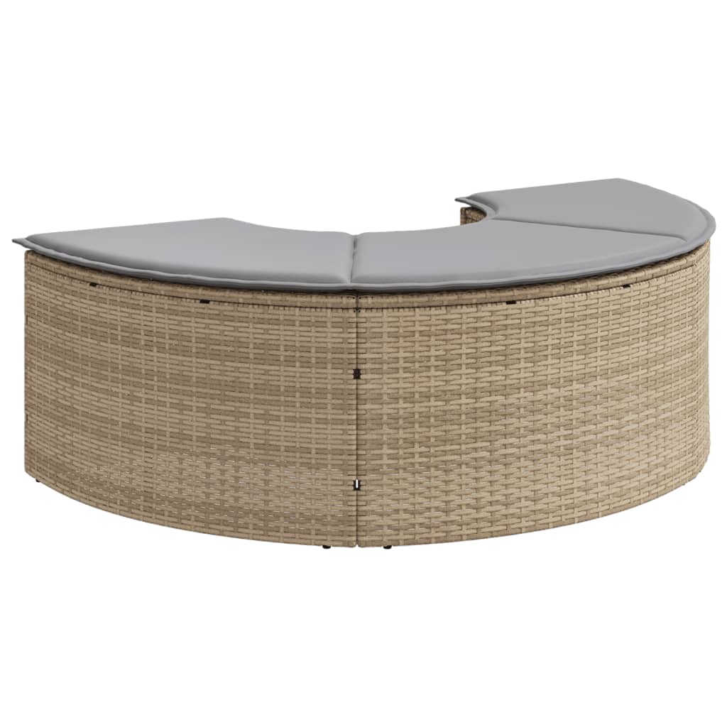 Poggiapiedi da Giardino con Cuscino Beige in Polyrattan - homemem39