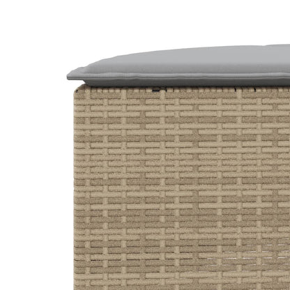 Poggiapiedi da Giardino con Cuscino Beige in Polyrattan - homemem39