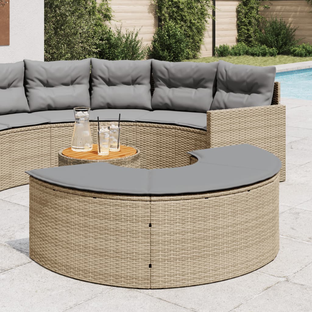 Poggiapiedi da Giardino con Cuscino Beige in Polyrattan - homemem39