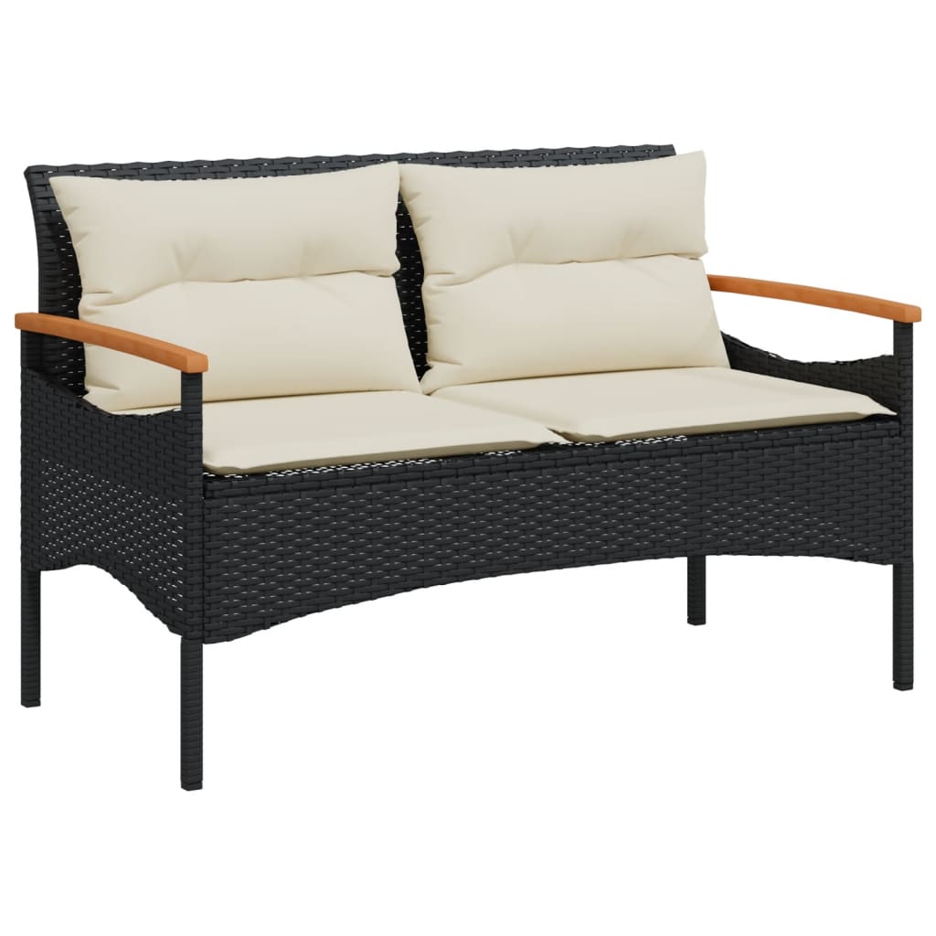 Set Divani da Giardino 4 pz con Cuscini Nero in Polyrattan | homemem39