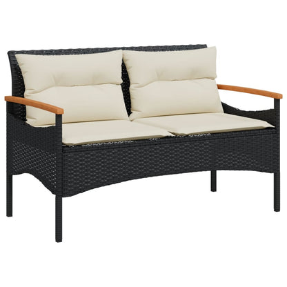 Set Divani da Giardino 4 pz con Cuscini Nero in Polyrattan | homemem39