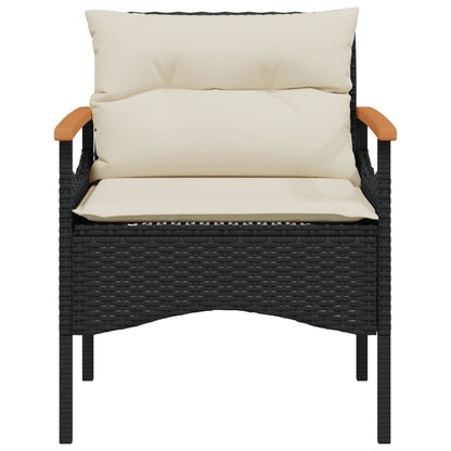 Set Divani da Giardino 4 pz con Cuscini Nero in Polyrattan | homemem39