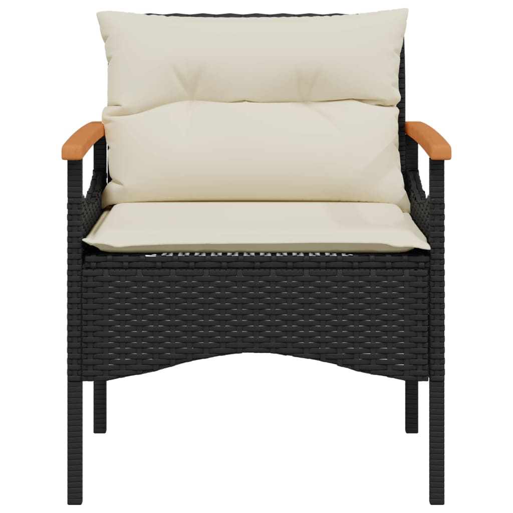 Set Divani da Giardino 3 pz con Cuscini in Polyrattan Nero - homemem39