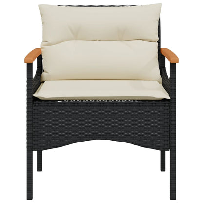 Set Divani da Giardino 3 pz con Cuscini in Polyrattan Nero - homemem39