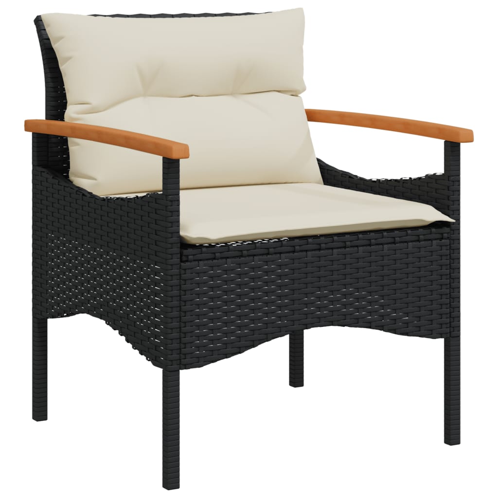 Set Divani da Giardino 3 pz con Cuscini in Polyrattan Nero - homemem39