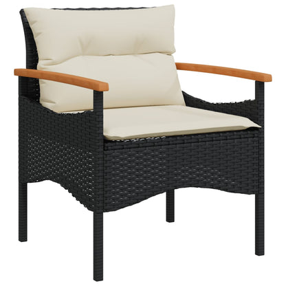 Set Divani da Giardino 3 pz con Cuscini in Polyrattan Nero - homemem39