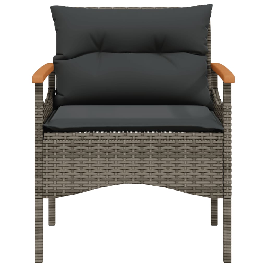 Set Divani da Giardino 3 pz con Cuscini Grigio in Polyrattan - homemem39