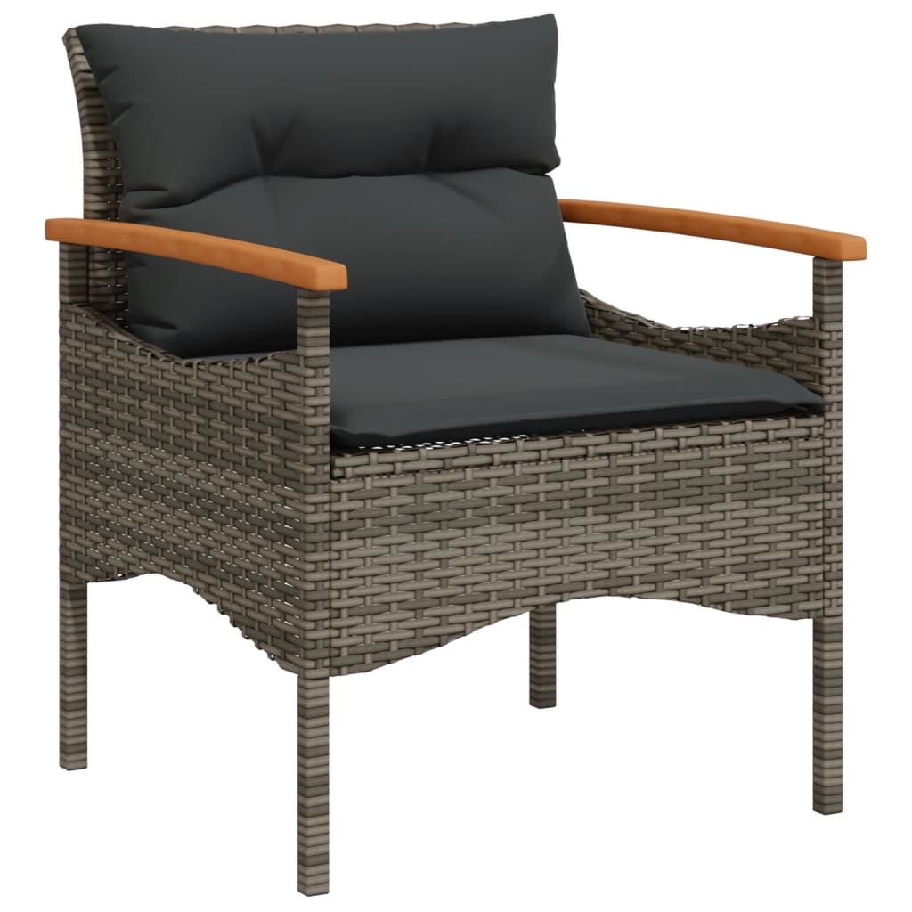 Set Divani da Giardino 3 pz con Cuscini Grigio in Polyrattan - homemem39