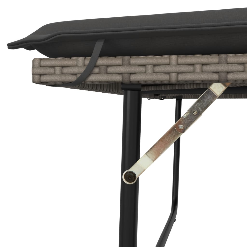 Panca da Giardino con Cuscini e Poggiapiedi Grigia Polyrattan