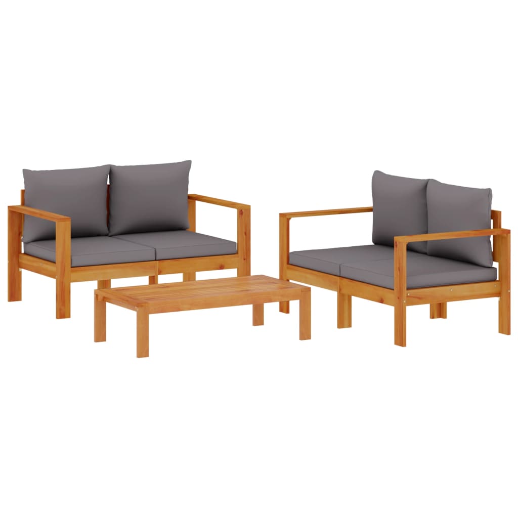 Set Divano da Giardino 3pz con Cuscini Legno Massello di Acacia | homemem39