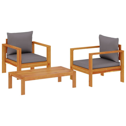 Set Divano da Giardino 3pz con Cuscini Legno Massello di Acacia | homemem39
