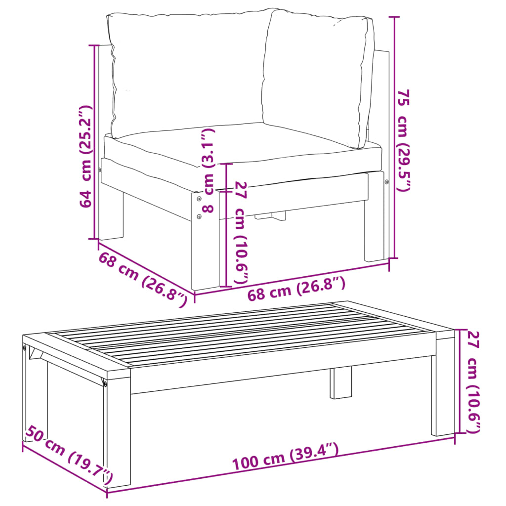 Set Divani da Giardino 10pz con Cuscini Legno Massello Acacia | homemem39