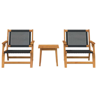 Sedie da Giardino con Tavolo 3 pcs Nero