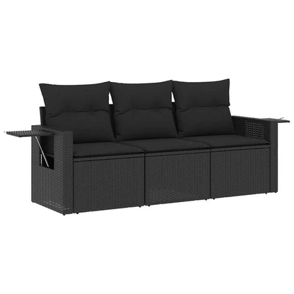 Set Divani da Giardino 3 pz con Cuscini in Polyrattan Nero | homemem39