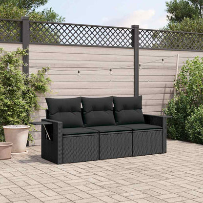 Set Divani da Giardino 3 pz con Cuscini in Polyrattan Nero | homemem39