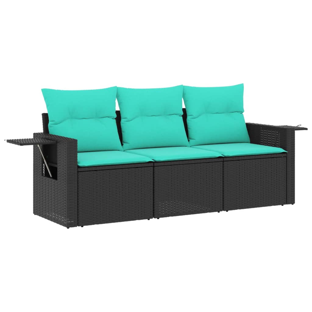 Set Divani da Giardino 3 pz con Cuscini in Polyrattan