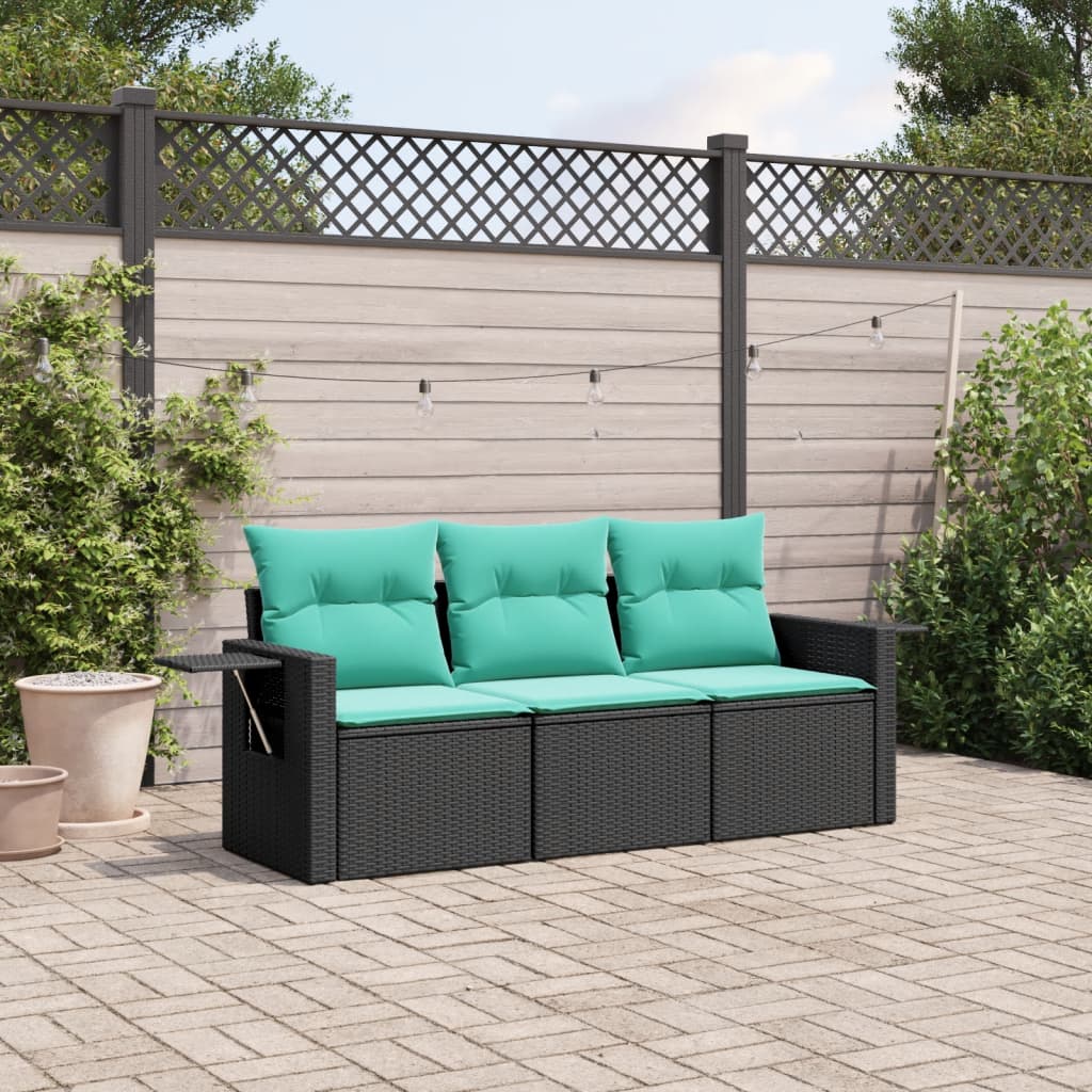Set Divani da Giardino 3 pz con Cuscini in Polyrattan