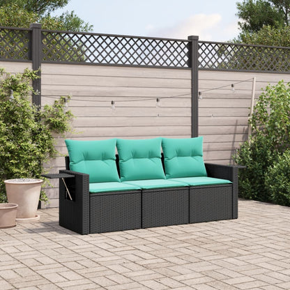 Set Divani da Giardino 3 pz con Cuscini in Polyrattan