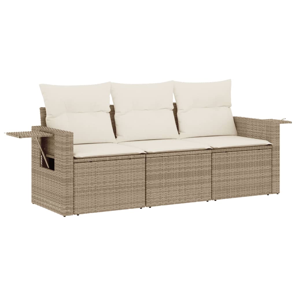 Set Divano da Giardino 3 pz con Cuscini Beige in Polyrattan - homemem39