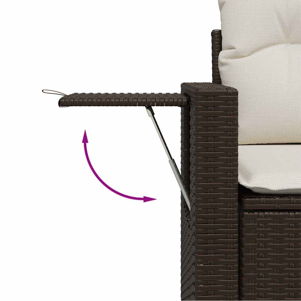 Set Divano da Giardino 3 pz con Cuscini Marrone in Polyrattan | homemem39