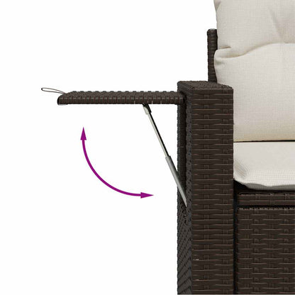 Set Divano da Giardino 3 pz con Cuscini Marrone in Polyrattan | homemem39