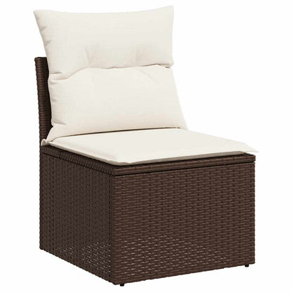 Set Divano da Giardino 3 pz con Cuscini Marrone in Polyrattan | homemem39