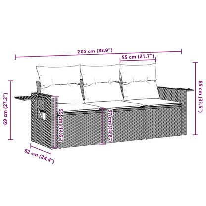 Set Divano da Giardino 3 pz con Cuscini Marrone in Polyrattan | homemem39
