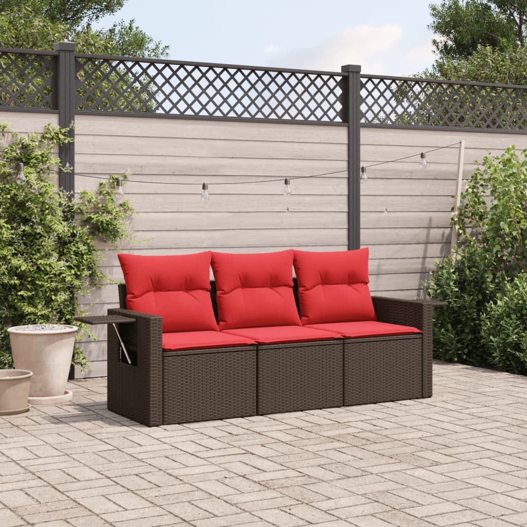Set Divani da Giardino 3 pz con Cuscini in Polyrattan