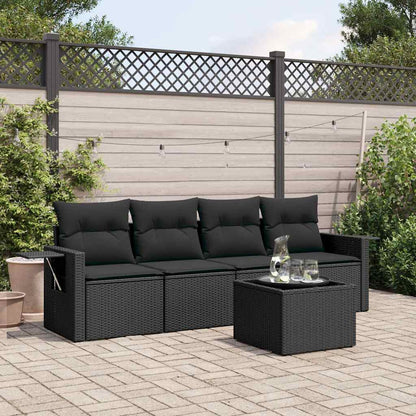 Set Divani da Giardino 5 pz con Cuscini in Polyrattan Nero | homemem39