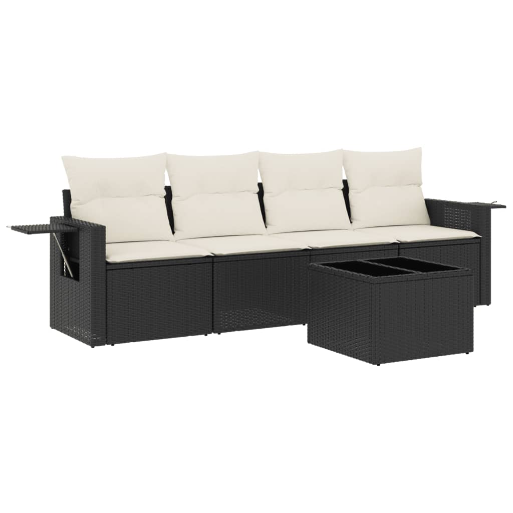 Set Divani da Giardino 5 pz con Cuscini in Polyrattan Nero - homemem39