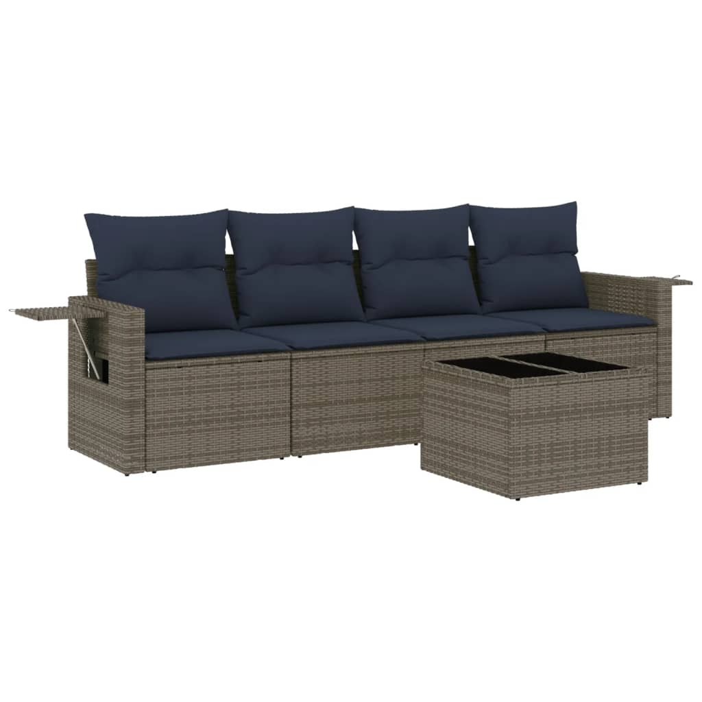 Set Divani da Giardino 5 pz con Cuscini in Polyrattan