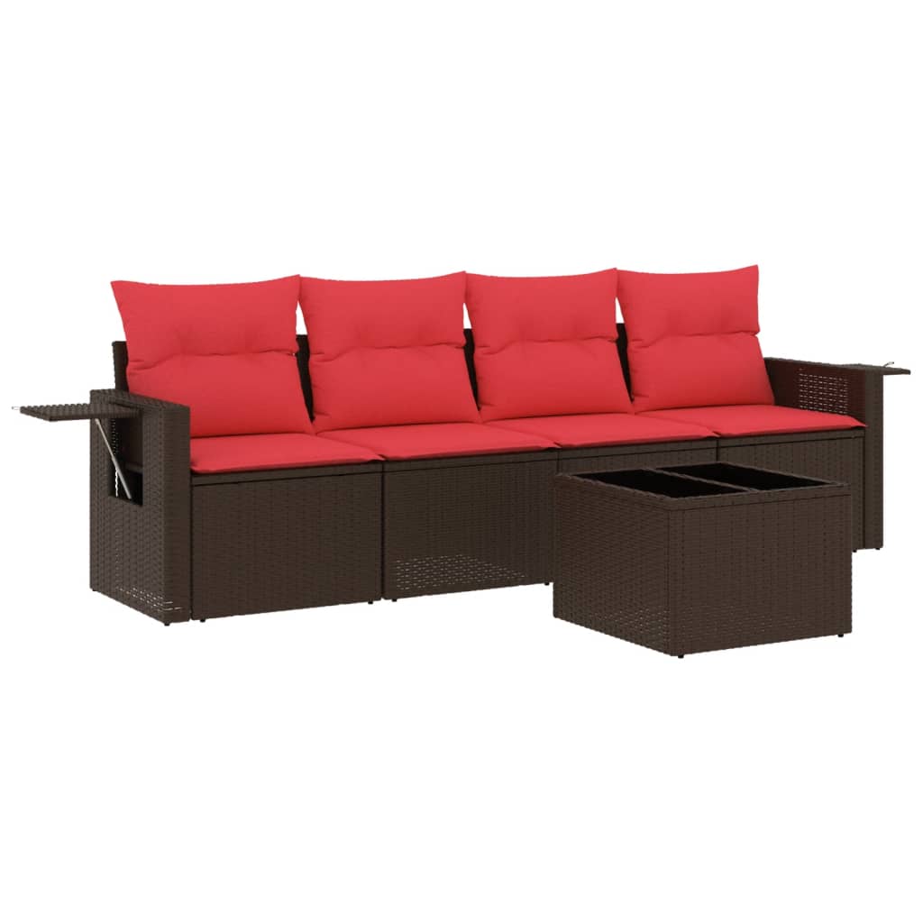 Set Divani da Giardino 5 pz con Cuscini in Polyrattan