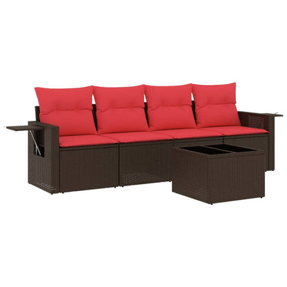 Set Divani da Giardino 5 pz con Cuscini in Polyrattan