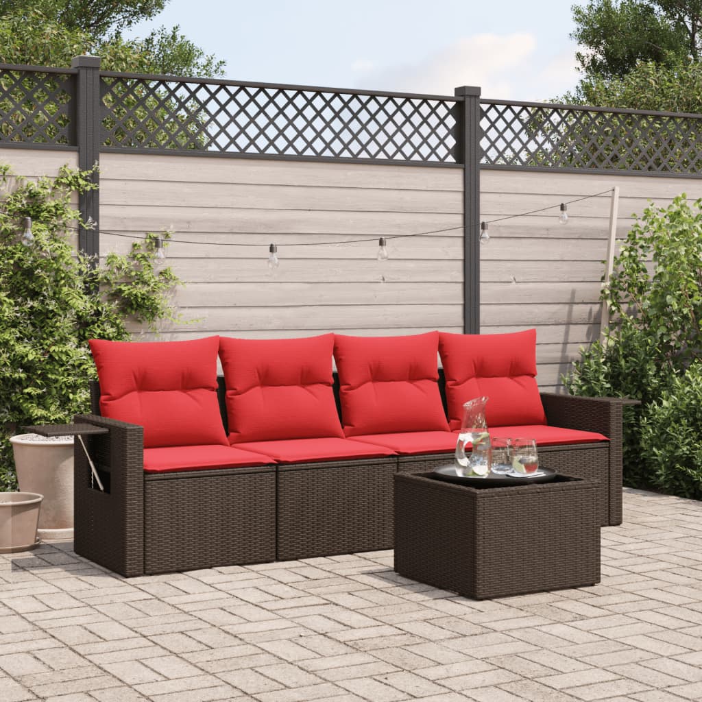 Set Divani da Giardino 5 pz con Cuscini in Polyrattan