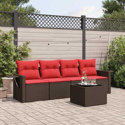Set Divani da Giardino 5 pz con Cuscini in Polyrattan