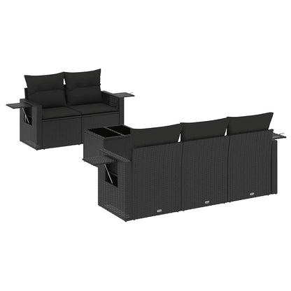 Set Divano da Giardino 6 pz con Cuscini Nero in Polyrattan | homemem39