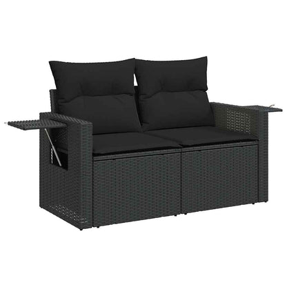 Set Divano da Giardino 6 pz con Cuscini Nero in Polyrattan | homemem39