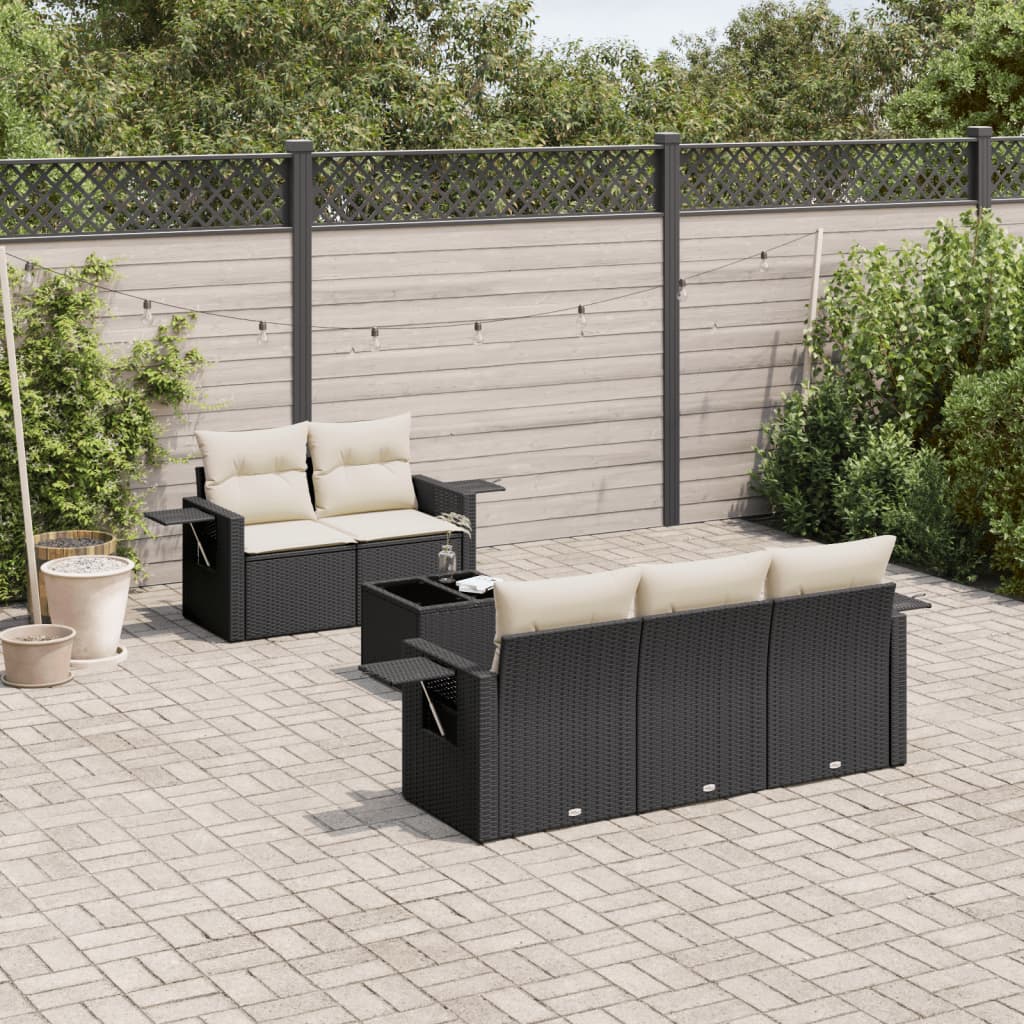 Set Divano da Giardino 6 pz con Cuscini Nero in Polyrattan - homemem39