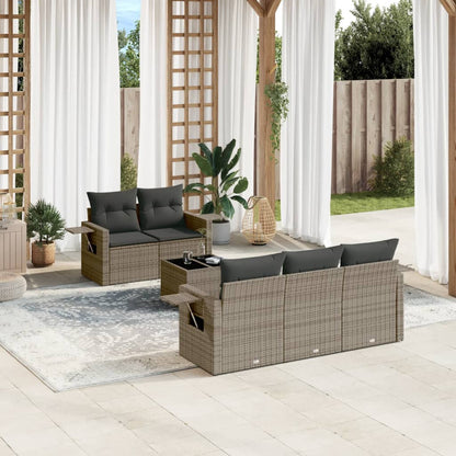 Set Divano da Giardino 6 pz con Cuscini Grigio in Polyrattan - homemem39