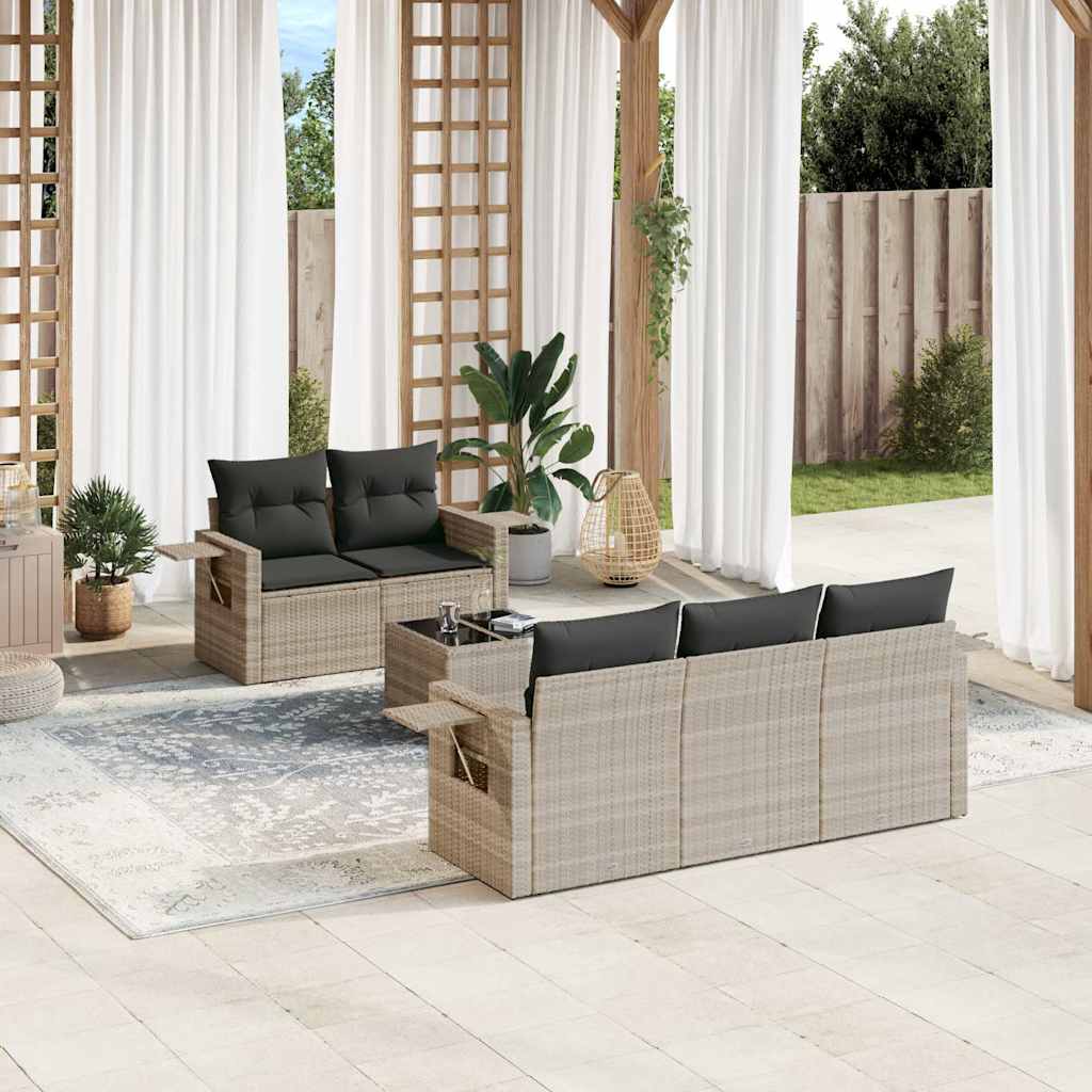 Set Divano da Giardino 6pz con Cuscini Grigio Chiaro Polyrattan - homemem39