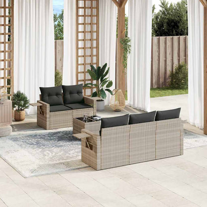 Set Divano da Giardino 6pz con Cuscini Grigio Chiaro Polyrattan - homemem39